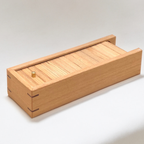 シャッター式ホワイトアッシュ無垢材 木製ケース（カトラリー入れ