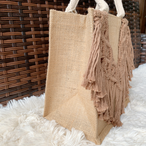 マクラメジュートバッグ♡ミッドナイト （簡単アレンジ！マクラメ  