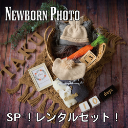 大人気！セルフニューボーンフォトレンタルセットSP(本、時計、木目床