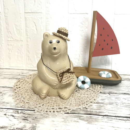 しろくま貯金箱麦わら帽子2点セット