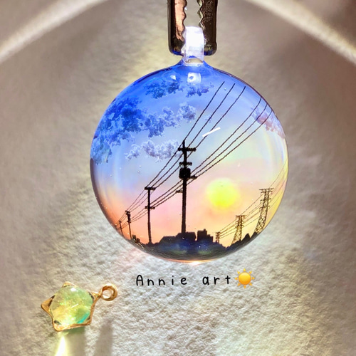 情景レジン-あの日見た夕陽 (M size)海/透明感/プレゼント/雲/空