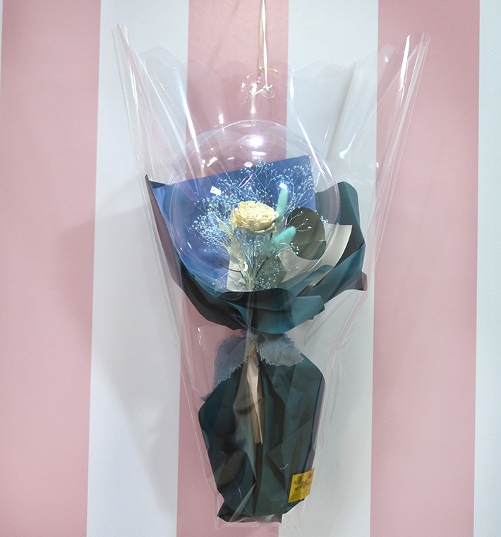 【開店・開院・周年祝い・誕生日】 ミニフラワーバルーン　ブルー（壁掛けタイプ）