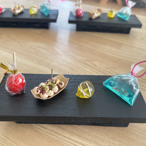 夏の季節飾り たこ焼き リンゴ飴 水ヨーヨー 夏祭り ちりめん ハンドメイド 夏の季節飾り たこ焼き リンゴ飴 水ヨーヨー 夏祭り ちりめん