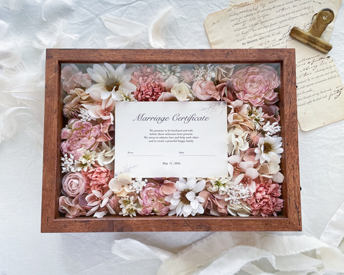 デイヴィッド・ロイド・グローバー 花で潤うパティオ　作品証明書付き ゲストと作る＊お花の結婚証明書（アンティークピンク） アーティ