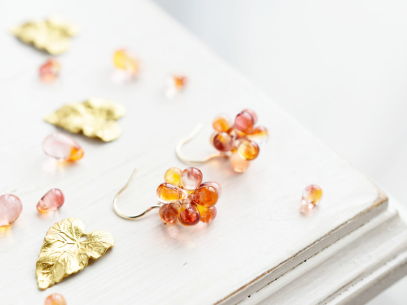 14kgf 金木犀ピアス 14kgf ピアス ・小サイズ】夕焼け 金木犀 オレンジ ( 秋 キンモクセイ