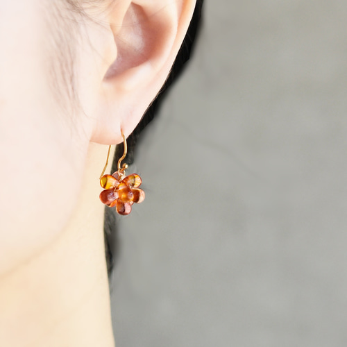 14kgf 金木犀ピアス 14kgf ピアス ・小サイズ】夕焼け 金木犀 オレンジ ( 秋 キンモクセイ