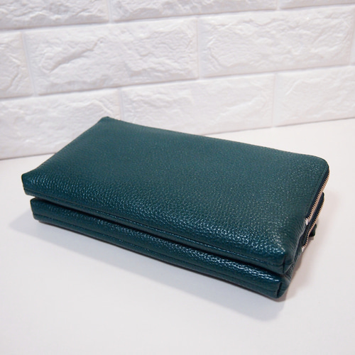 ☆日本製☆本革☆L字ファスナー☆斜め掛けショルダーバッグ☆ブルー  