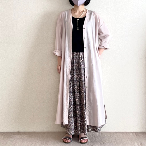 低身長さん向け洋服】コットンシルク Vネックロングカーディガン
