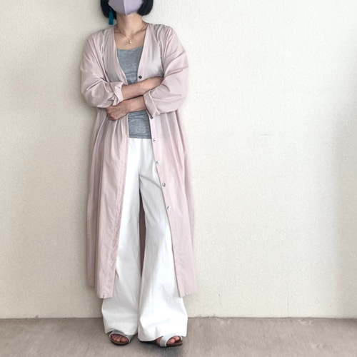 低身長さん向け洋服】コットンシルク Vネックロングカーディガン 低身長さん向け洋服】コットンシルク Vネックロングカーディガン