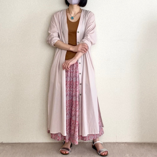 低身長さん向け洋服】コットンシルク Vネックロングカーディガン 低身長さん向け洋服】コットンシルク Vネックロングカーディガン