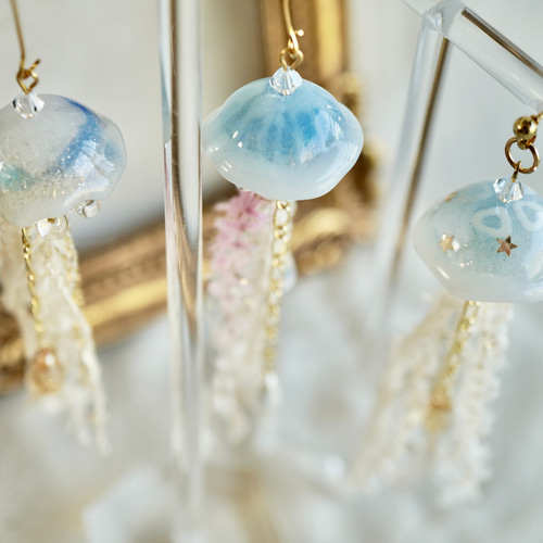 揺蕩う海月┊︎星 カスタム】くらげ 涼しげ 揺れる 海 夏 タッセル