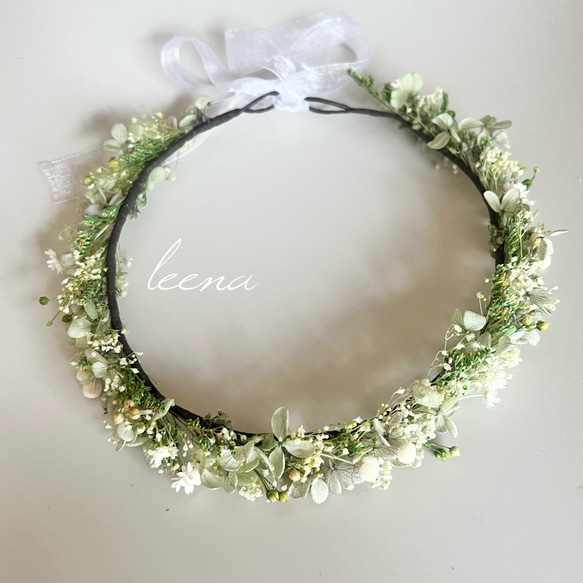 【新作】 summer green × white 花冠 ベビー キッズ ペット 4枚目の画像