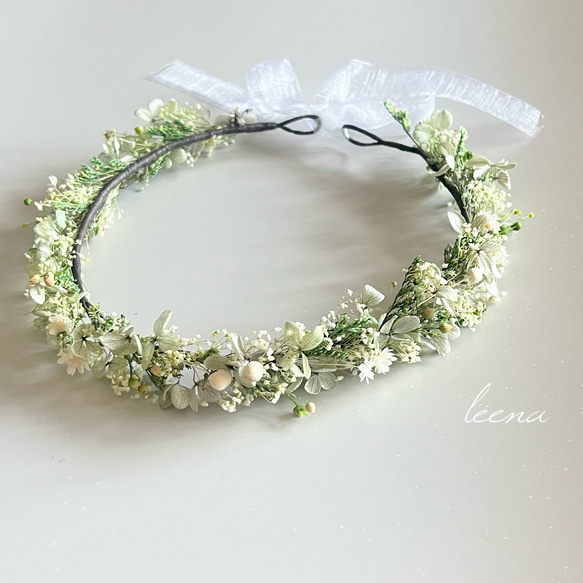 【新作】 summer green × white 花冠 ベビー キッズ ペット 2枚目の画像