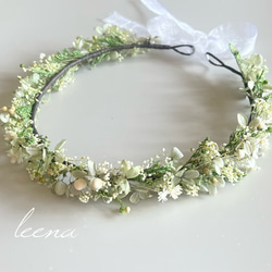 【新作】 summer green × white 花冠 ベビー キッズ ペット 1枚目の画像