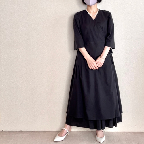 低身長さん向け洋服】コットンシルク タックカシュクール 低身長さん向け洋服】コットンシルク タックカシュクール