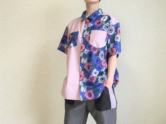 アロハ的なシャツ002 / 花カーキ 6枚目の画像