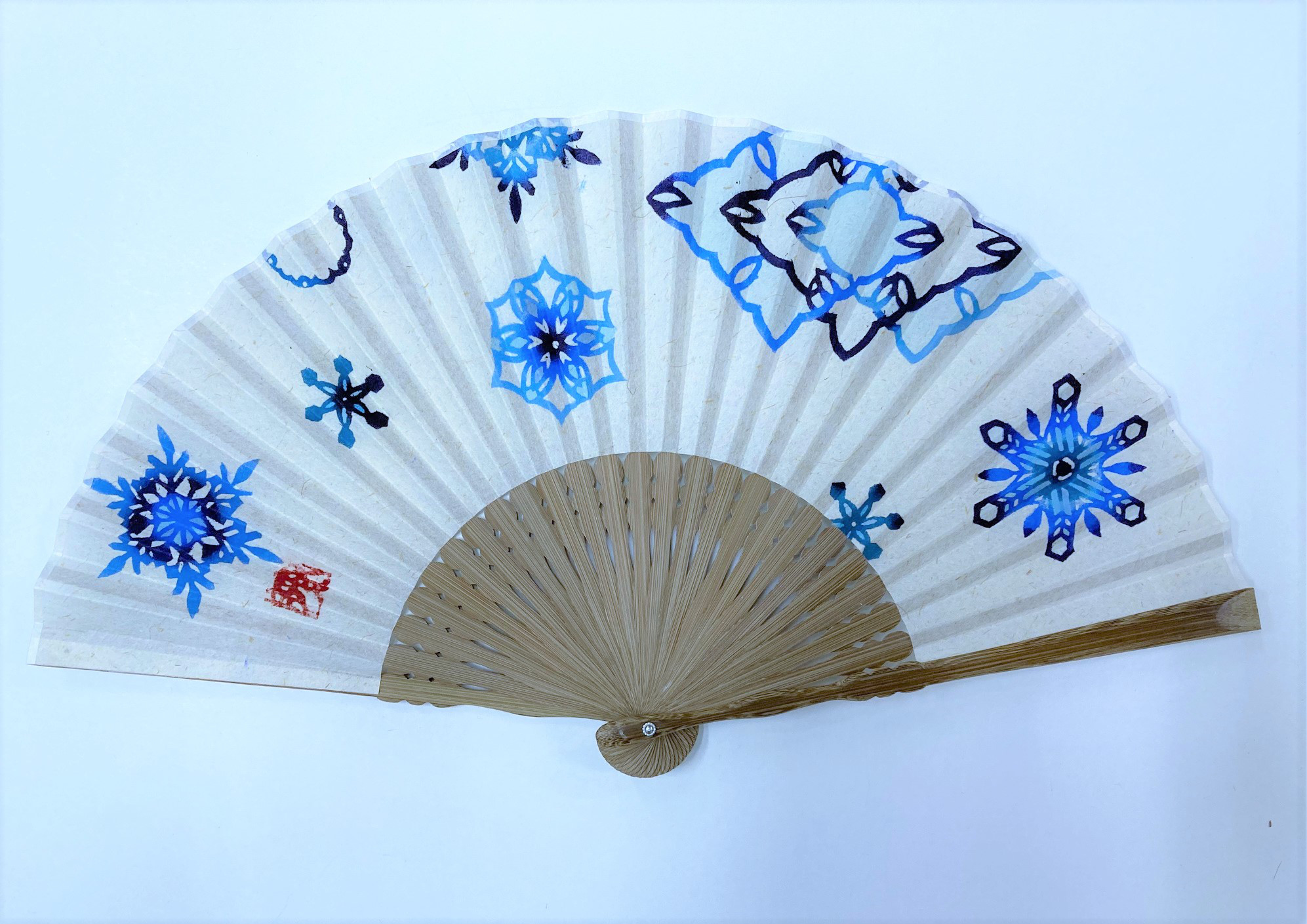 びんがた扇子『雪の結晶』ケース・箱 set