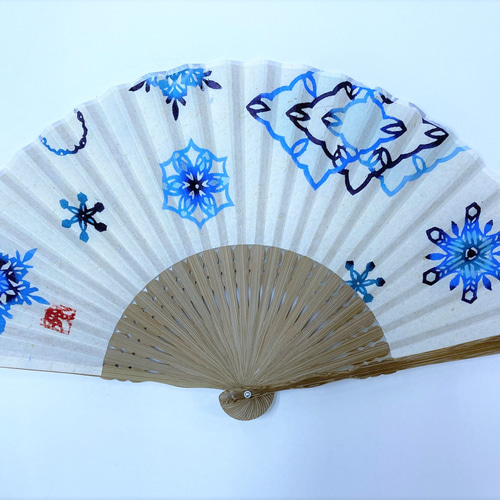 びんがた扇子『雪の結晶』ケース・箱 set その他ファッション雑貨
