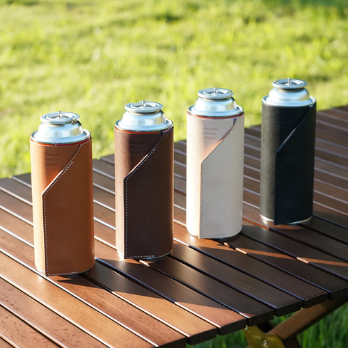 CB缶カバー】ナチュラル 本革 ガス缶カバー ハンドメイド ヌメ革