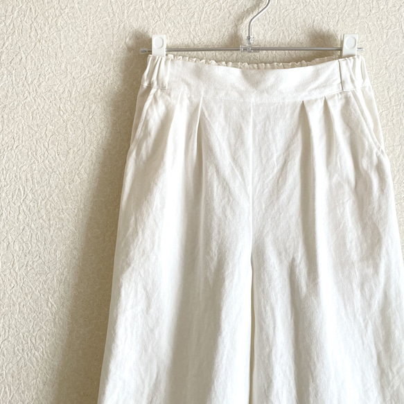 【低身長さん向け洋服】ツータックワイドパンツ　（色：オフホワイト） 9枚目の画像
