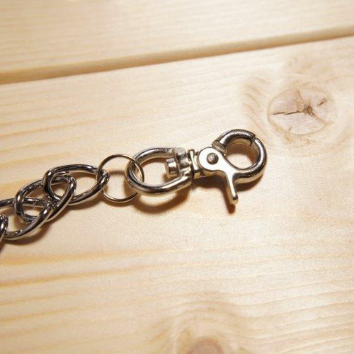 黒本革×ニッケル トラッカーウォレットチェーン サイズ:ミドル 黒本革×ニッケル トラッカーウォレットチェーン サイズ:ミドル