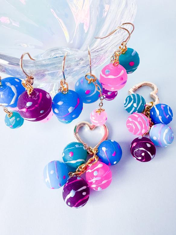 おまつりヨーヨーキーホルダー バッグチャーム イヤリング ピアス