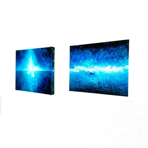 零098】絵画 宇宙 青 空 海 抽象画 原画 インテリア 絵画 零
