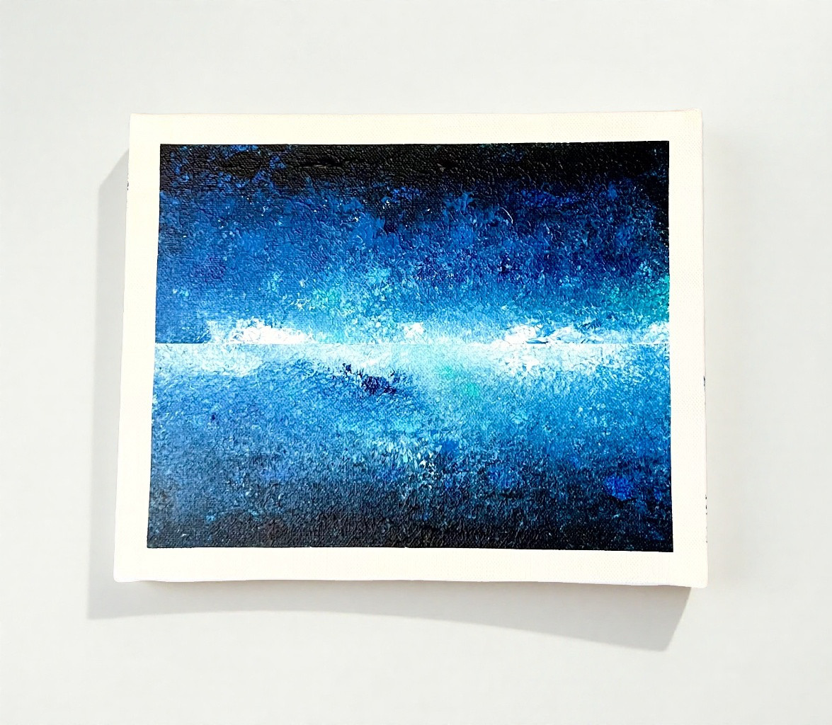 青の絵 深淵の輝き 夜空 宇宙に心を委ねて【零098】 絵画 零