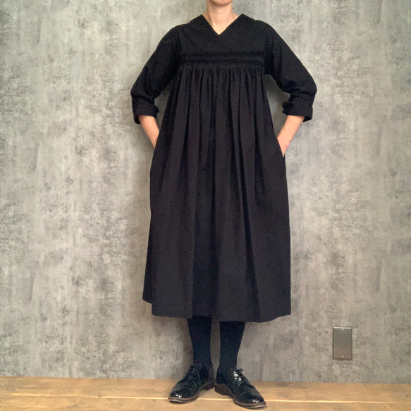 ピンタックワンピース　Organic cotton pintuck dress 3枚目の画像