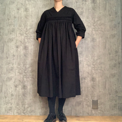 ピンタックワンピース　Organic cotton pintuck dress 1枚目の画像