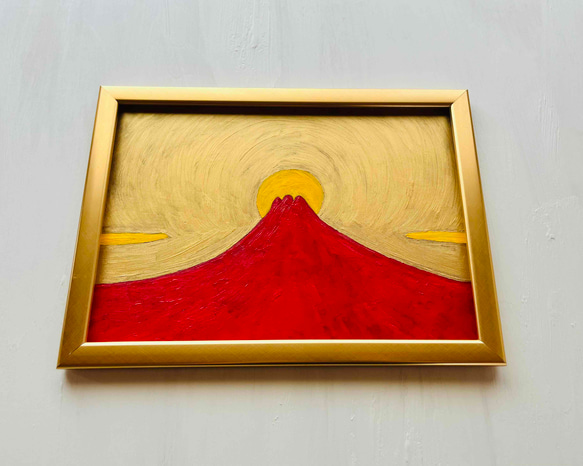 25×34㎝【勝利・金運】開運画「金富士2」原画・油彩絵画・壁掛け・額装 25×34㎝【勝利・金運】開運画「金富士2」原画・油彩絵画・壁掛け・