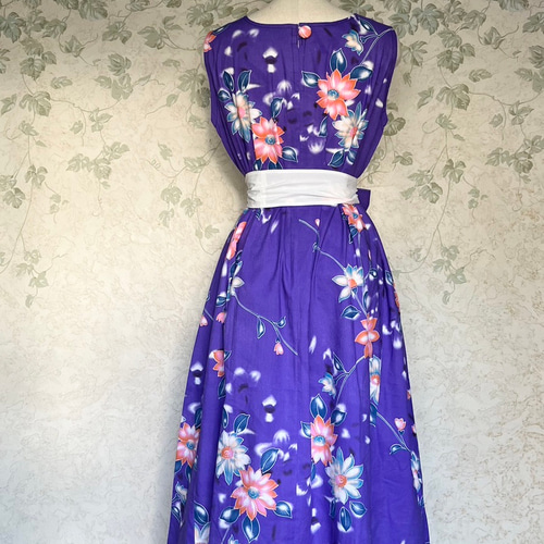 浴衣リメイク】涼し気な ノースリーブAラインワンピース