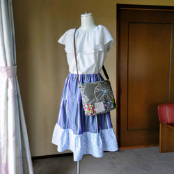 秋冬　パープル系　裾にリバティフリル　ティアードスカート　リバティスカート 4枚目の画像