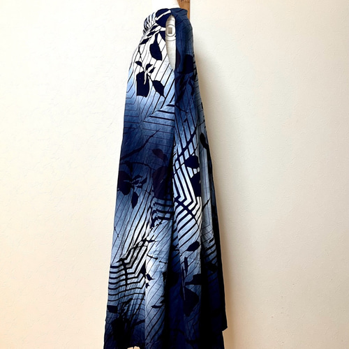 藍ぼかし染 浴衣のワンピース 着物リメイク ワンピース eterlna