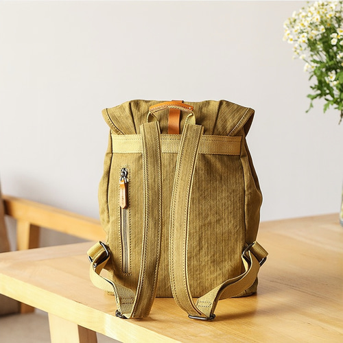 帆布×本革 リュック 背面ポケット付き 撥水 バックパック 帆布×本革 リュック 背面ポケット付き 撥水 バックパック