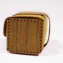 皮革 胡桃木 手作方形小腰包 零錢包 手感包-客製刻字-送禮盒包裝 第6張的照片