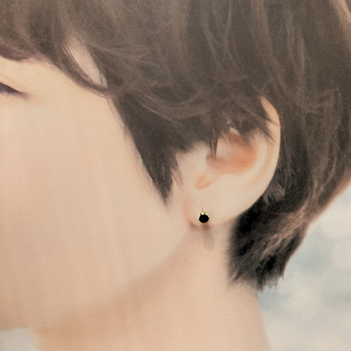 14KGF◇宝石質クロムダイオプサイトの4mmスタッドピアス ピアス