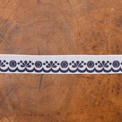昔ながらのチェコ 刺繍リボン 幅2.2cm 50cm売り 紺色 1枚目の画像