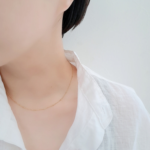優しい印象*】14kgfネックレス 長さ選択可 ゴールドチェーン シンプル