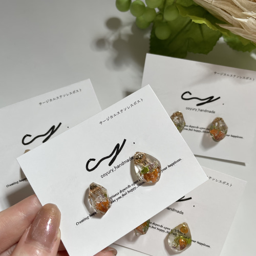 orange dryflower ピアス/イヤリング ハンドメイドアクセサリー ピアス