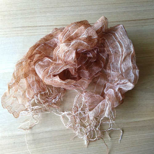 Sale 草木染手織り赤城の節糸のストール 紫外線カット シルク 草木染め