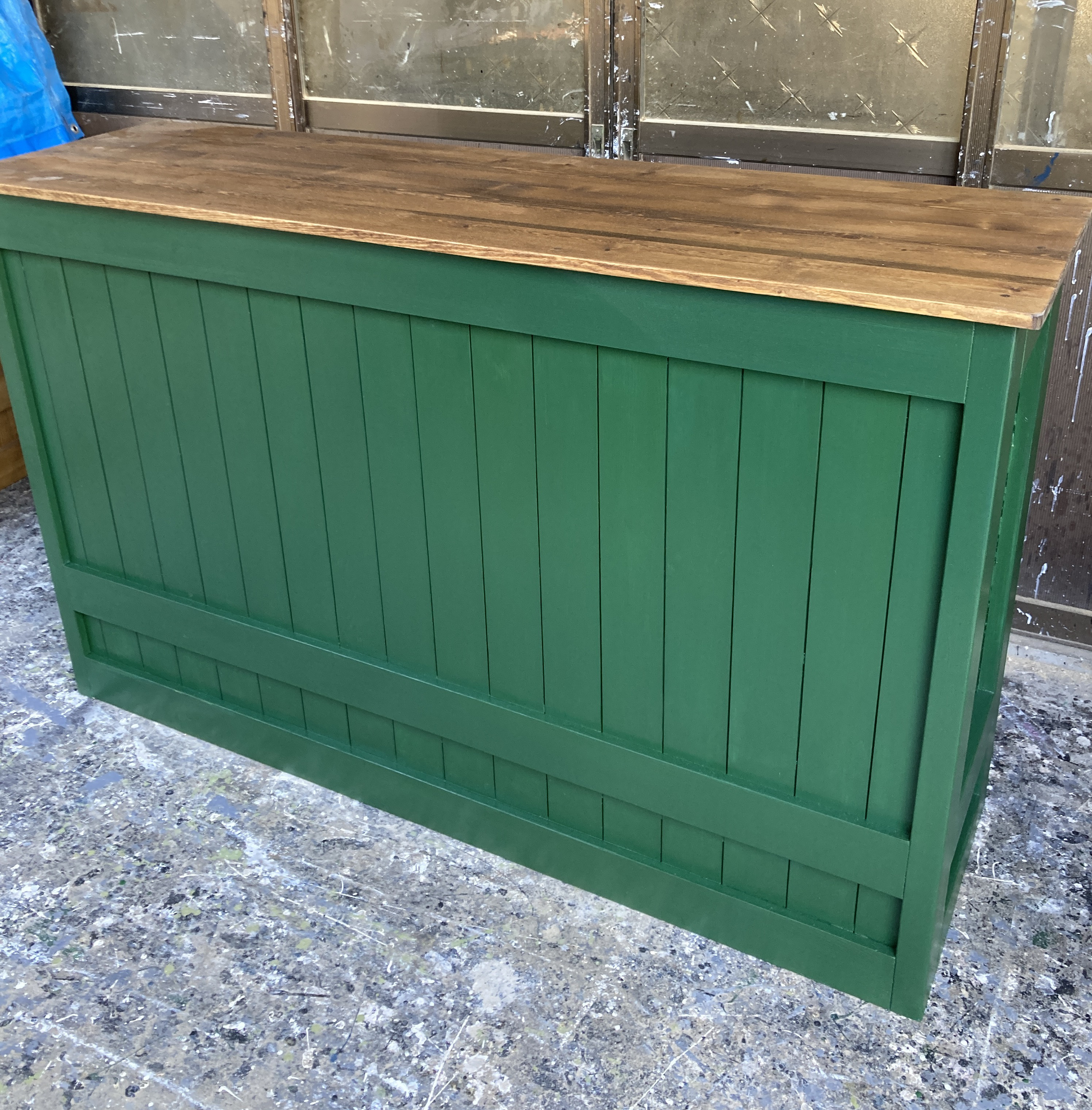 ［受注製作］☆ダークグリーン☆受付カウンターテーブル　レジカウンター【1500】☆☆棚無し