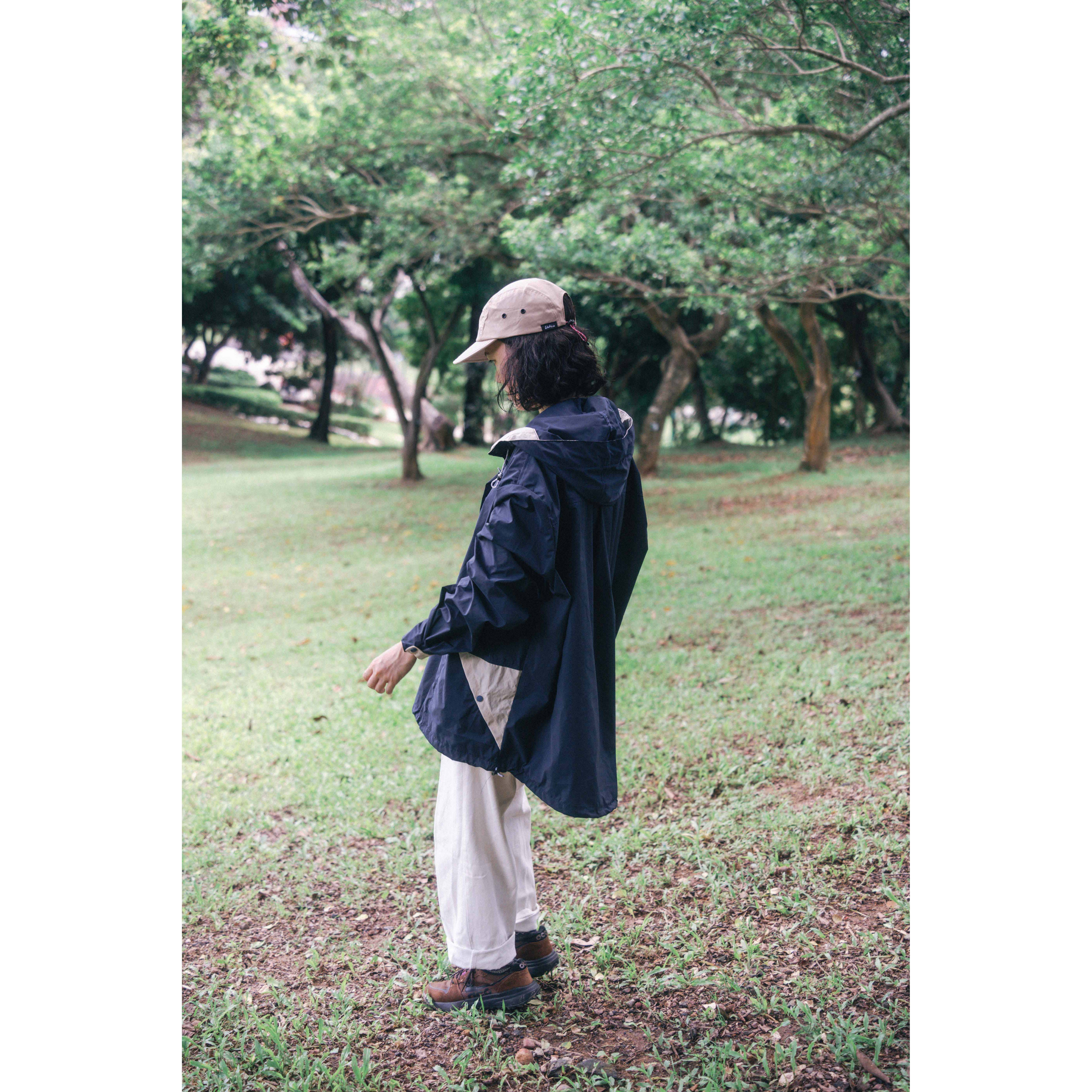 【ユニセックス】6dots撥水防風素材のマウンテンパーカー ジャケット レインウェア 撥水 防水 防風 アウトドア(青)