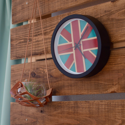 本革レザー栃木レザーをつかったユニオンジャック柄の時計 置き時計 掛け時計 本革レザー栃木レザーをつかったユニオンジャック柄の時計 置き時計