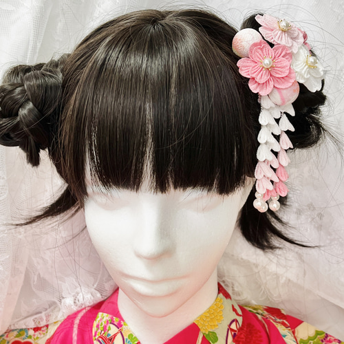 ✿七五三髪飾り✿ ピンク つまみ細工 7歳 3歳 かんざし ohanana 通販