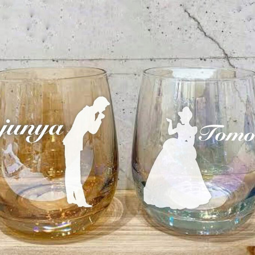 翌日発送⭕️シンデレラ 王子様 シルエット 名入れ グラス タンブラー