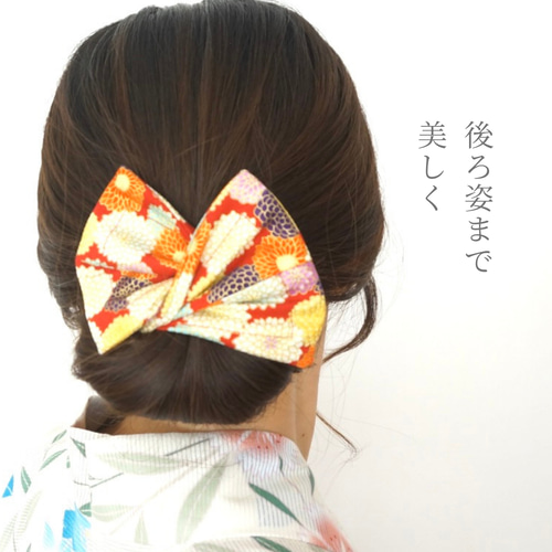 お祭り デフトバン 和ヘアリボン 真紅 赤 浴衣ヘアアクセサリー お団子