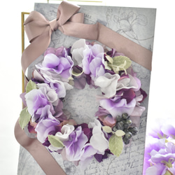 むらさき紫陽花のリース　夏に清々しい色あい＊プレゼントに＊玄関に飾れます 3枚目の画像