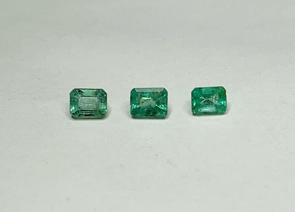 一点もの k18 Emerald Trio Emerald cut リング/ 受注制作 6枚目の画像