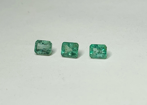 一点もの k18 Emerald Trio Emerald cut リング/ 受注制作 7枚目の画像